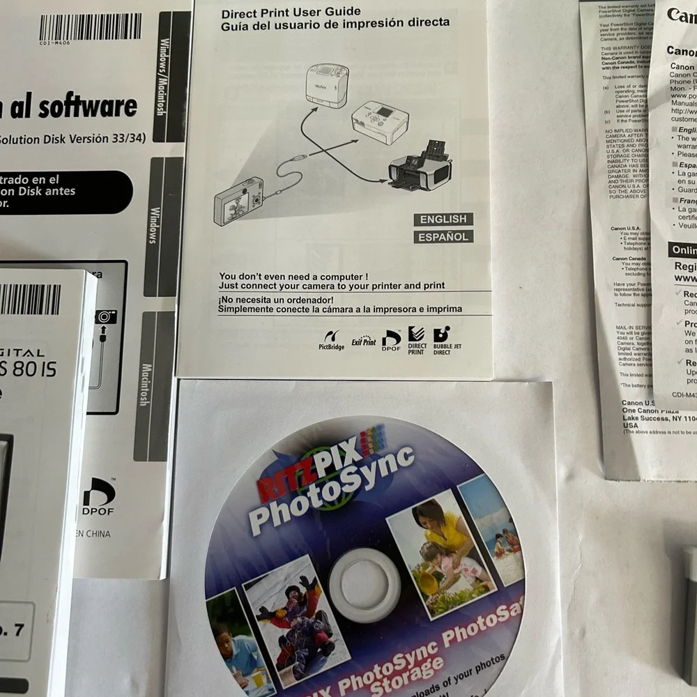 Canon Plug In Battery Charger Battery Box Instructions CD SD1100 IS NO CAMERA